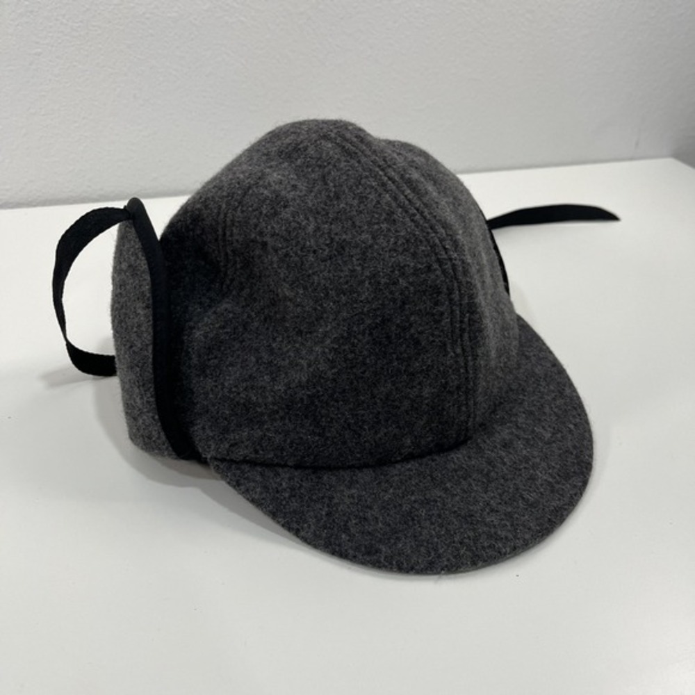 Vintage Dry Ice Crown Cap‎ Wool Ear Flap Hat Made in Canada Black 6 5/8 Winter